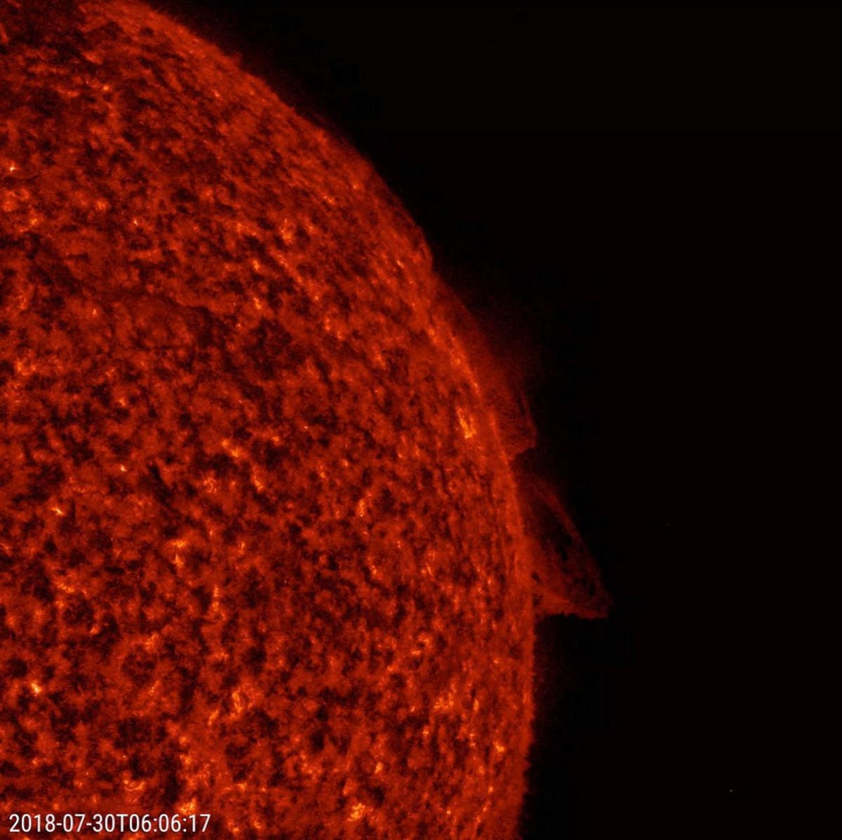 Une protubérance solaire s'arquant au bord du Soleil