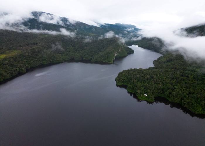 Wide flowing Amazon river