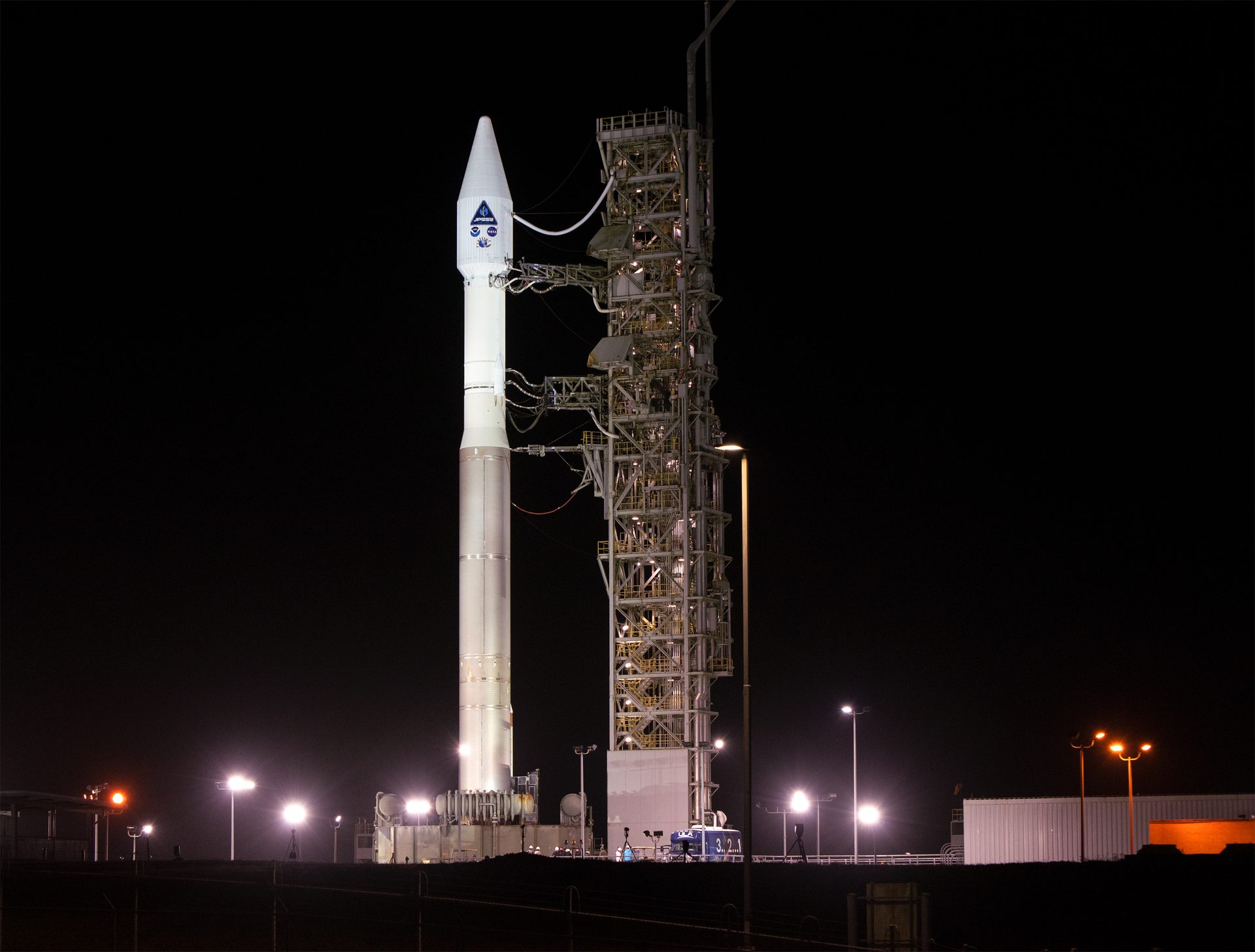 NOAA's JPSS-2 weather satellite on its Atlas V rocket at the launch pad in California